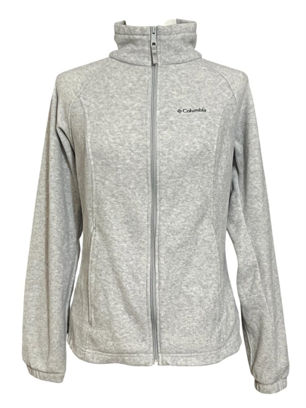 Columbia Fleece Jacket Polyester Gray Small Full-Zip Outdoor Softshell